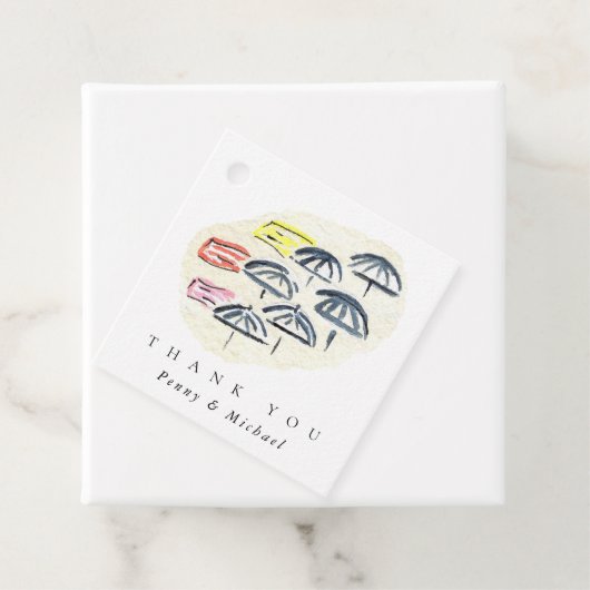 Waterverf Paraplu Beach Hartelijk dank Bedankjes Labels (In situ)