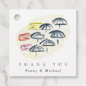 Waterverf Paraplu Beach Hartelijk dank Bedankjes Labels (Voorkant)