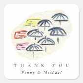 Waterverf Paraplu Beach Hartelijk dank Vierkante Sticker (Voorkant)
