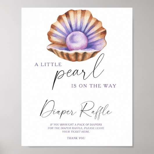 waterverf parel baby shower Luierverloting Poster (Voorkant)