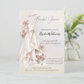 waterverf parel witte jurk bloemen vrijgezellenfee kaart (Staand voorkant)