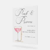 Waterverf Parels en Prosecco Vrijgezellenfeest Acryl Bord (Hoek)