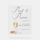 Waterverf Parels en Prosecco Vrijgezellenfeest Acryl Bord (Voorkant)