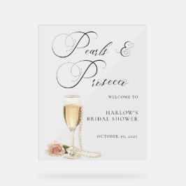 Waterverf Parels en Prosecco Vrijgezellenfeest Acryl Bord