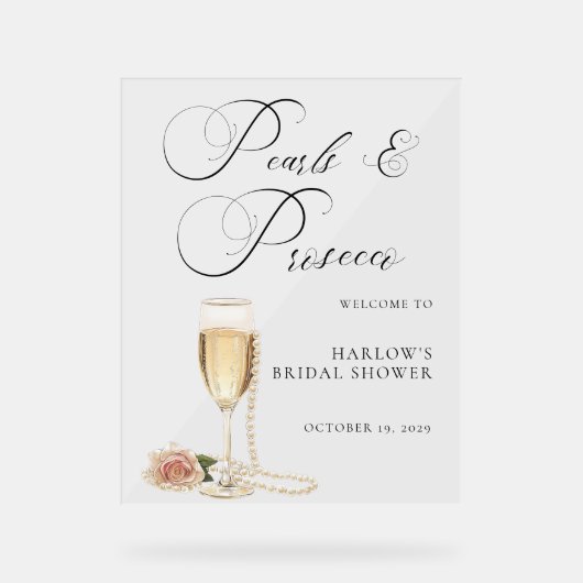 Waterverf Parels en Prosecco Vrijgezellenfeest Acryl Bord (Voorkant)