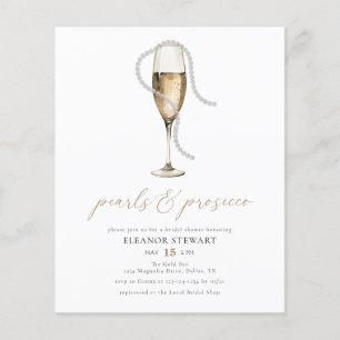 Waterverf Parels en Prosecco Vrijgezellenfeest Flyer