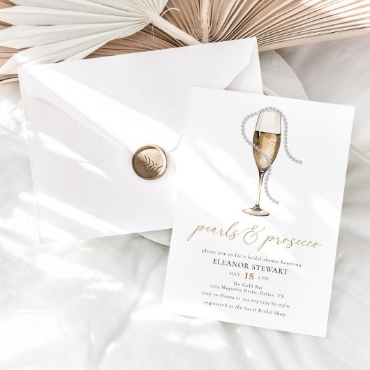 Waterverf Parels en Prosecco Vrijgezellenfeest Kaart