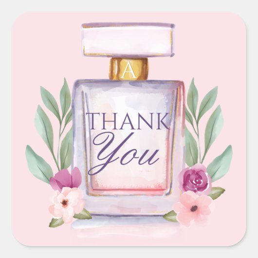 Waterverf parfumeflesje Floral Vierkante Sticker (Voorkant)