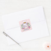 Waterverf parfumeflesje Floral Vierkante Sticker (Envelop)