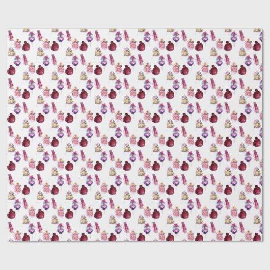 Waterverf parfumeflessen cadeaupapier (Vlak)