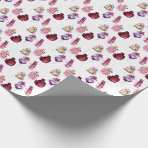 Waterverf parfumeflessen cadeaupapier