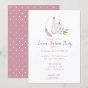 Waterverf parfumflesje Sweet Sixteen Verjaardag Kaart