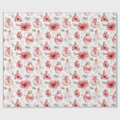 Waterverf parfumflessen roze kerst cadeaupapier (Vlak)