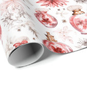 Waterverf parfumflessen roze kerst cadeaupapier (Rol Hoek)