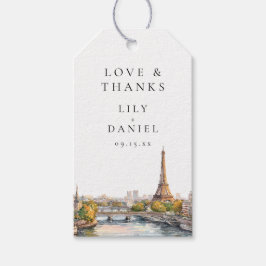 Waterverf Parijs Frankrijk bruiloft Dank u Cadeaulabel