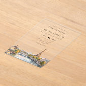 Waterverf Parijs Frankrijk Destination Wedding Acryl Uitnodigingen (Laagn)