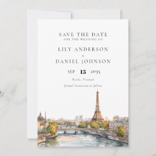 Waterverf Parijs Frankrijk Destination Wedding Save The Date