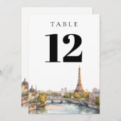 Waterverf Parijs Frankrijk Tafelnummer (Voorkant / Achterkant)