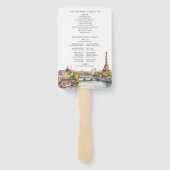 Waterverf Parijs Frankrijk Wedding Programma Handwaaier (Achterkant)