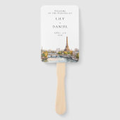Waterverf Parijs Frankrijk Wedding Programma Handwaaier (Voorkant)