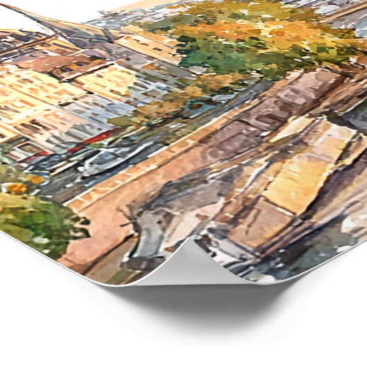 Waterverf Parijs Frankrijk Wedding Seating Chart Poster (Hoek)