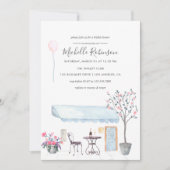 Waterverf Parijs: uitnodiging voor bridal Shower (Voorkant)