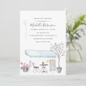 Waterverf Parijs: uitnodiging voor bridal Shower (Staand voorkant)