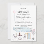 Waterverf Parijs - uitnodiging voor het Baby showe (Voorkant)