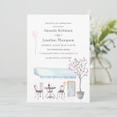 Waterverf Parijs - uitnodiging voor weddenschappen (Staand voorkant)