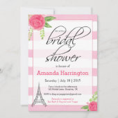 Waterverf Paris Bruidsdouche Uitnodiging - Roze (Voorkant)