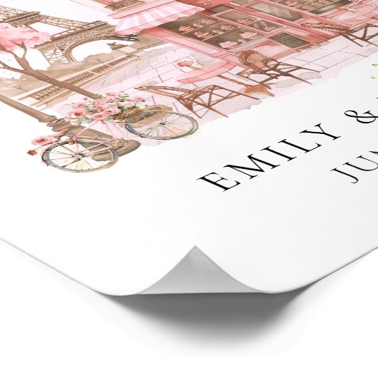 Waterverf Paris Cafe Baby shower Cadeaus & Kaarten Poster (Hoek)