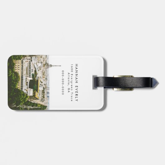 Waterverf Paris Destination Bagagelabel (Achterkant horizontaal)