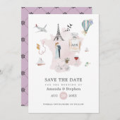 Waterverf Paris Destination Wedding Monogram Save The Date (Voorkant / Achterkant)