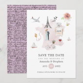 Waterverf Paris Destination Wedding Monogram Save The Date (Voorkant / Achterkant)
