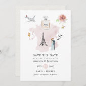 Waterverf Paris Gewonnen bruiloft Monogram Save The Date (Voorkant / Achterkant)