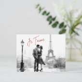 Waterverf Paris Je T'aime Valentijnsdag Feestdagenkaart (Staand voorkant)