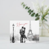 Waterverf Paris Love Valentijnsdag Feestdagenkaart (Staand voorkant)