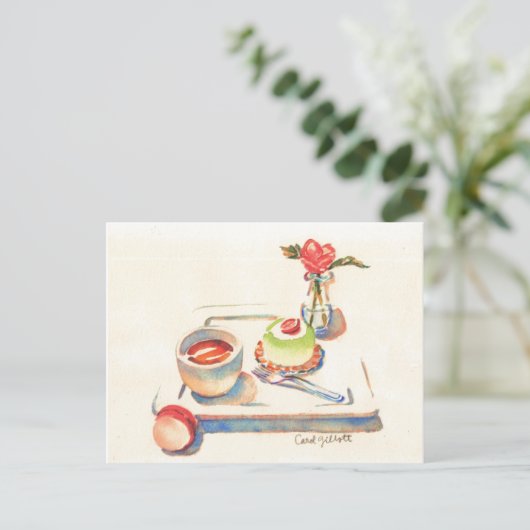 Waterverf Paris Macaron Briefkaart (Staand voorkant)