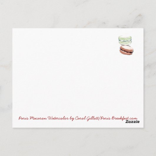 Waterverf Paris Macaron Briefkaart (Achterkant)