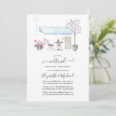 Waterverf Paris Online Virtual Wedding Kaart (Staand voorkant)