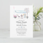 Waterverf Paris Virtual Baby of Vrijgezellenfeest Kaart (Staand voorkant)