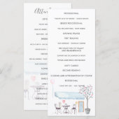 Waterverf Paris Wedding Ceremony Programme Programmakaart (Voorkant / Achterkant)