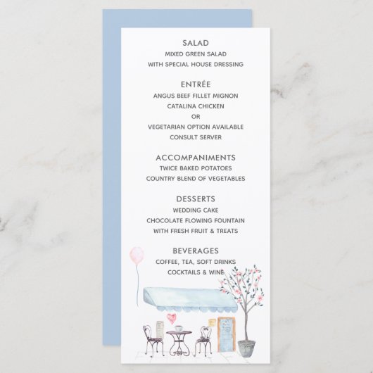Waterverf Paris Wedding Menu (Voorkant / Achterkant)