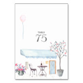 Waterverf Paris Wedding Table Number Kaart (Achterkant)