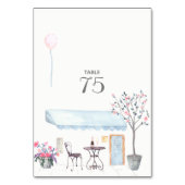 Waterverf Paris Wedding Table Number Kaart (Voorkant)