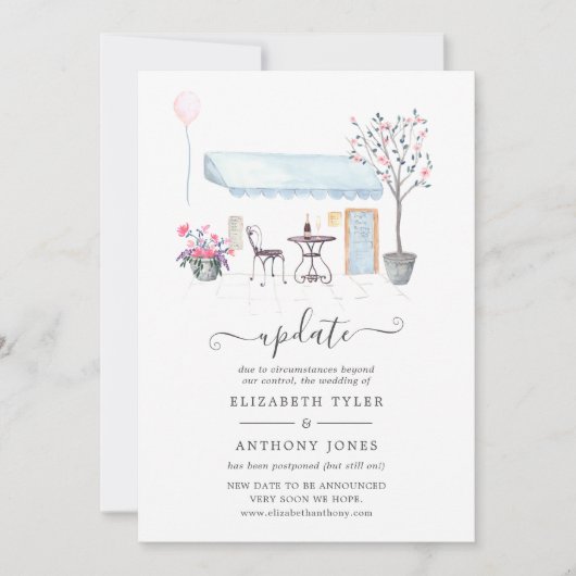 Waterverf Paris Wedding Update Kaart (Voorkant)