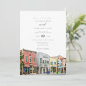 Waterverf Park City Utah Gebouwen bruiloft Kaart (Staand voorkant)