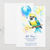 Waterverf Parkiet Jongen Baby Shower Uitnodiging (Voorkant / Achterkant)
