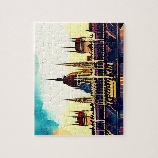 Waterverf Parlement van Boedapest Legpuzzel (Verticaal)