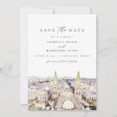 Waterverf Paros Griekenland Skyline Save the Date Kaart (Voorkant)